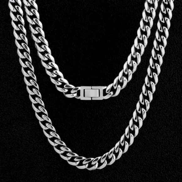 8mm Titanium Curb Chains Hip Hop Mens Necklace. - Picture 1 of 3